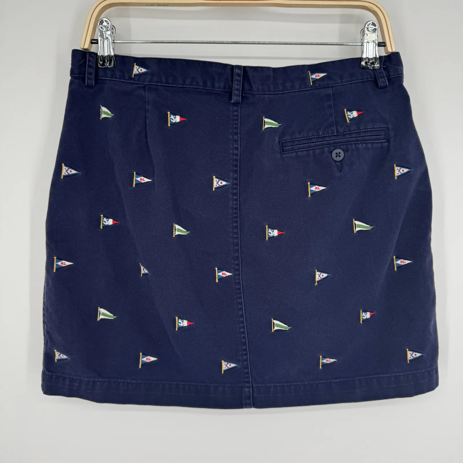 Ralph Lauren Sport Mini Skirt 6 Navy Nautical Flag Embroidered Preppy Classic - Image 6