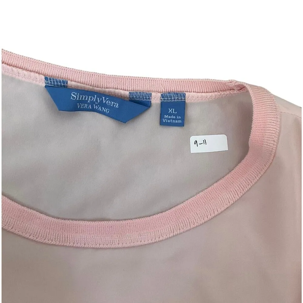 Simply Vera Wang Pink Sheer Long Sleeve Top Women Size XL | 9-11 - Image 4