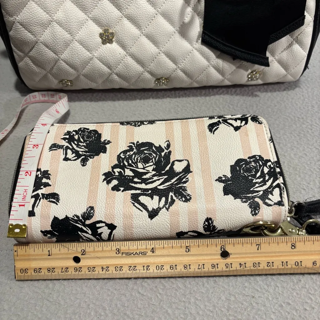 Betsey Johnson  Black White Satchel Bag and Wallet - Image 14