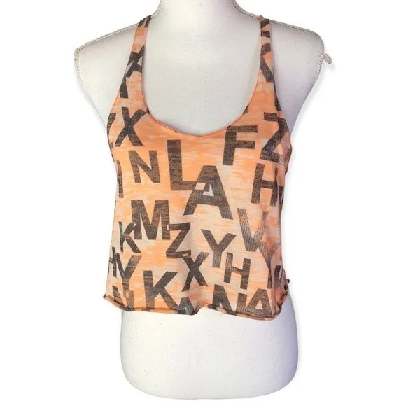 Viola Letter Print Racerback Cropped Tank Top - Image 15