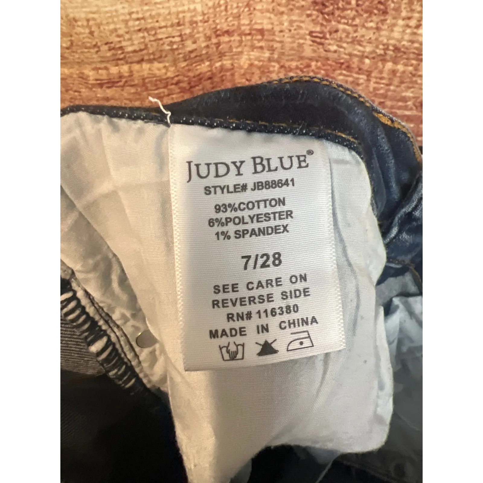 Judy Blue Jeans Women 7/28 (29x30) Blue Stripe High Rise Straight Leg Raw Hem - Image 6