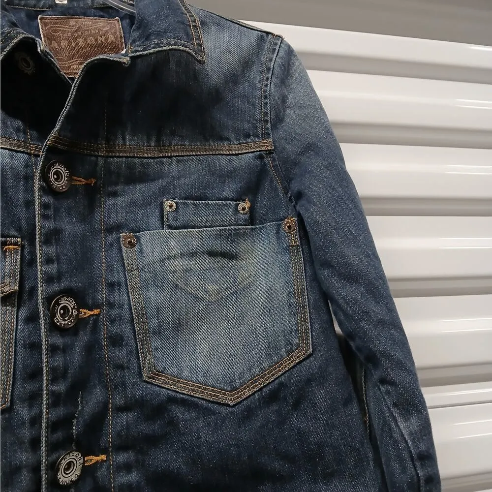 Y2K Arizona Jean Co Distressed Denim Crop Jeans Jacket Womens Medium Gorpcore - Image 4