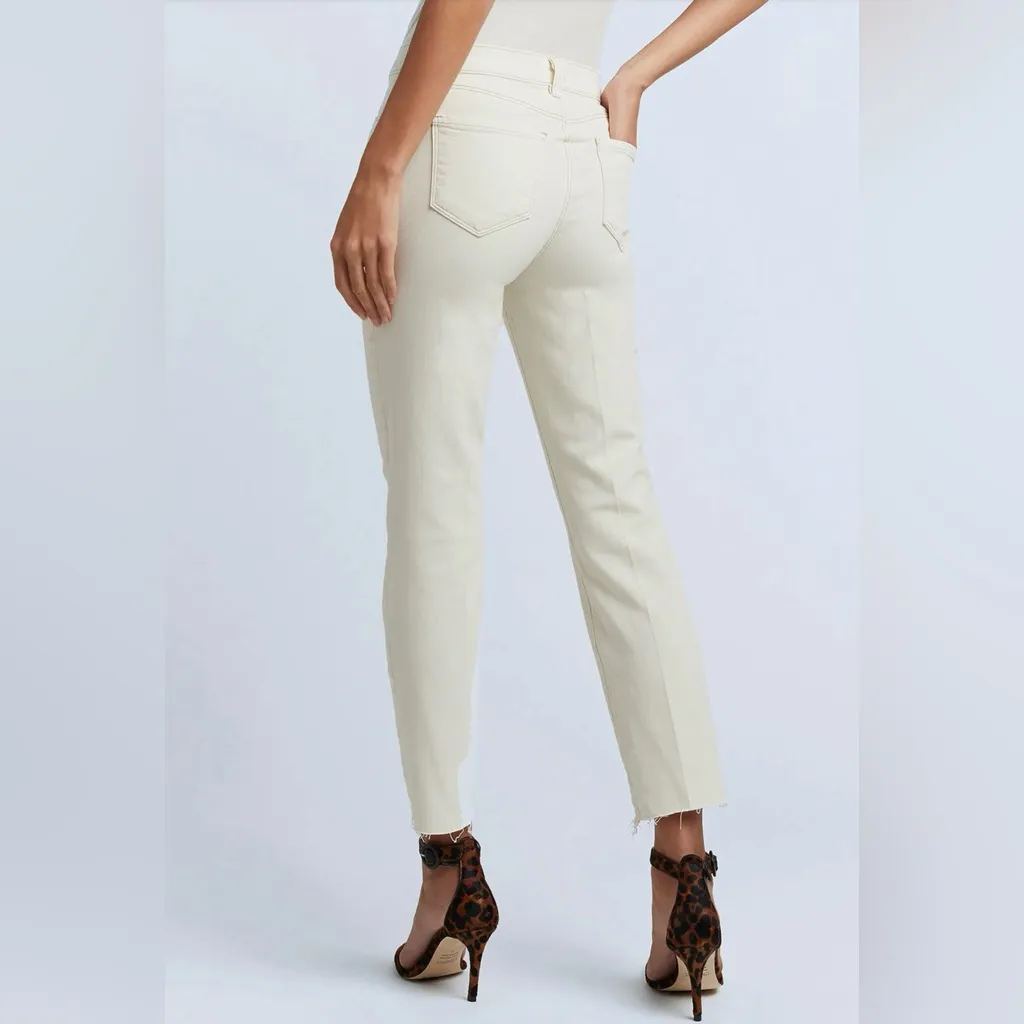 Lagence Sada Raw Hem Ankle Slim Cropped Women’s Cotton Cream Jeans Size 26 - Image 2