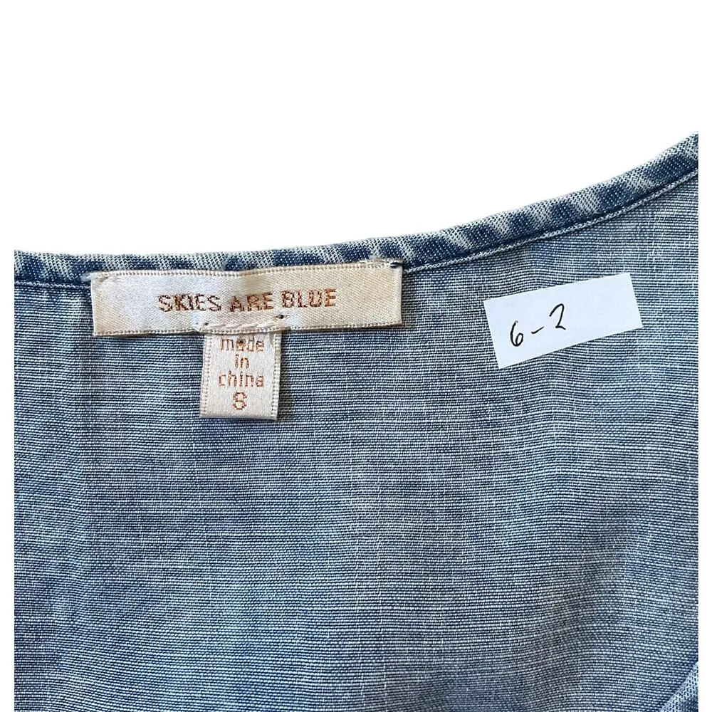 Skies Are Blue Split Crew Sleeveless Blue Dress Women's Size Small | 6-2 - Image 3