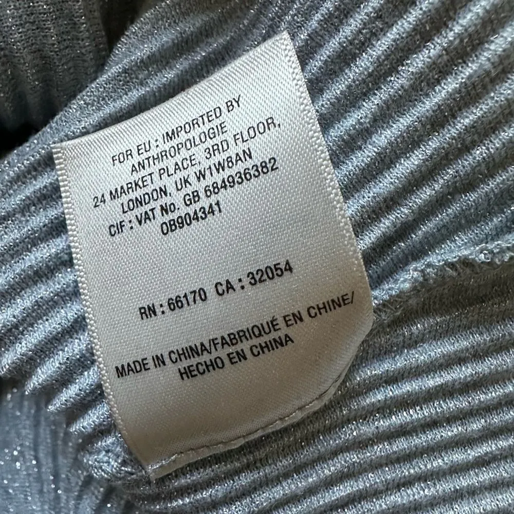 Anthropologie Ett Twa Crepuscule Silver Ribbed Metallic Top Minimalist Neutral - Image 5