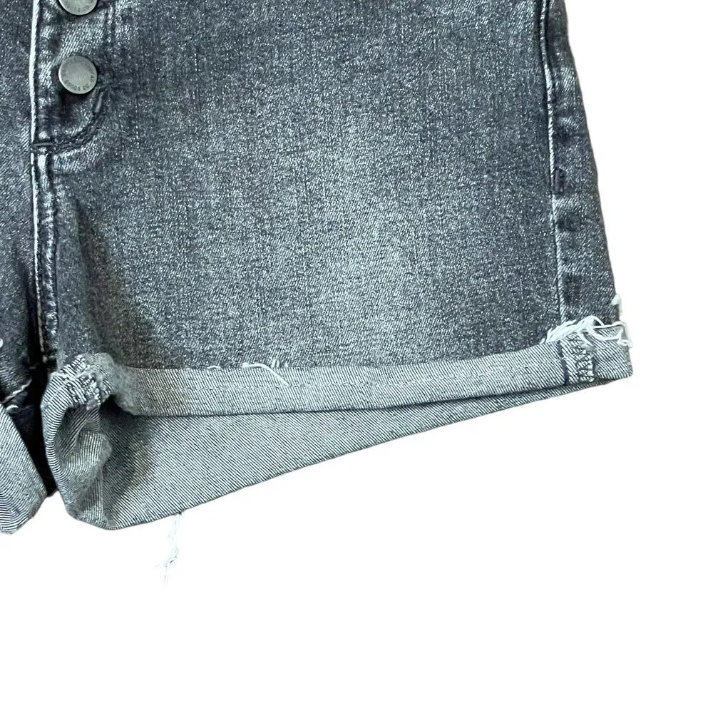 Universal Thread Cuff Hem Button Fly Short Women 25R Shortie Hi-Rise Black Denim - Image 4