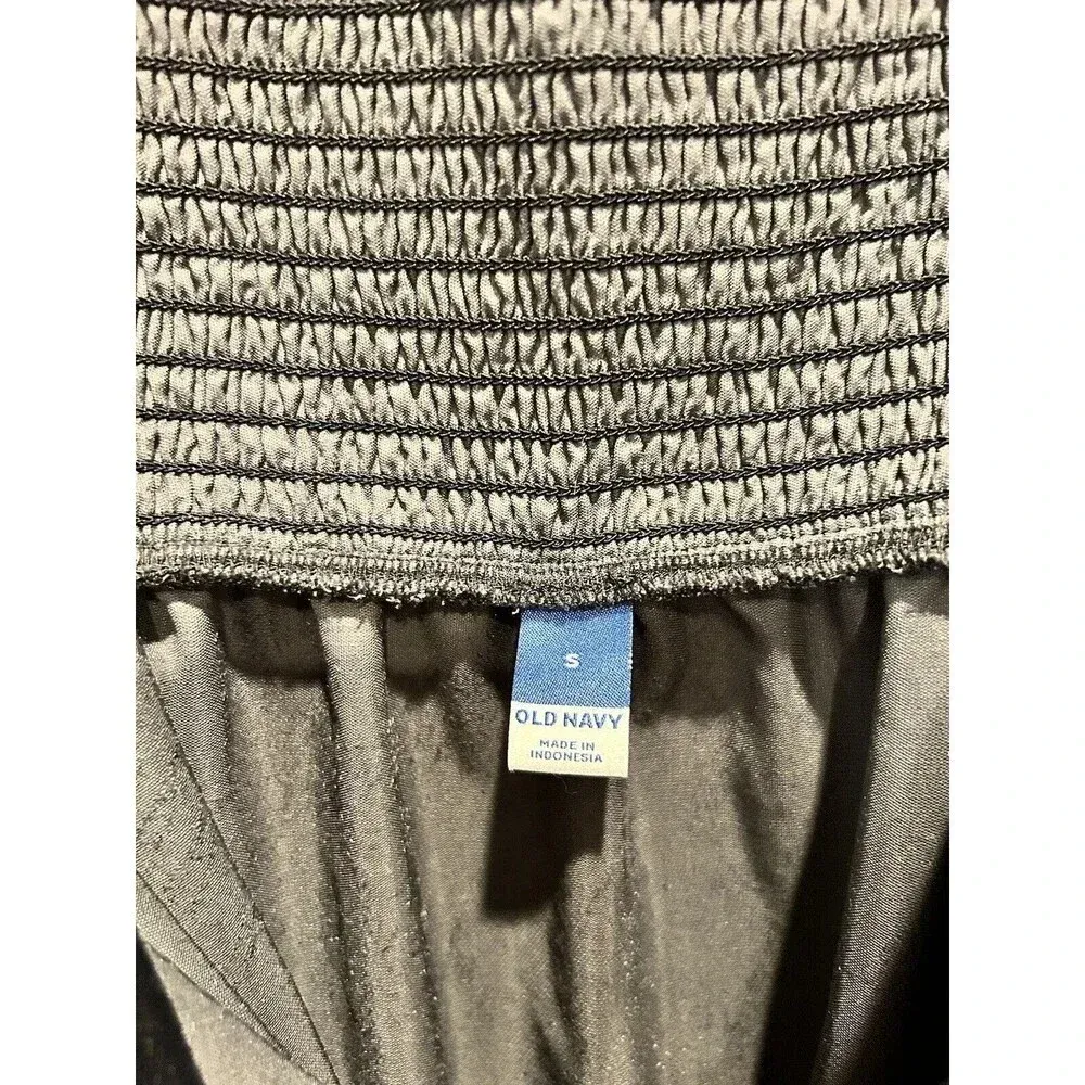 Old Navy Black Velvet Midi Slip Dress Side Slit Size Small Spaghetti Straps‎ - Image 4