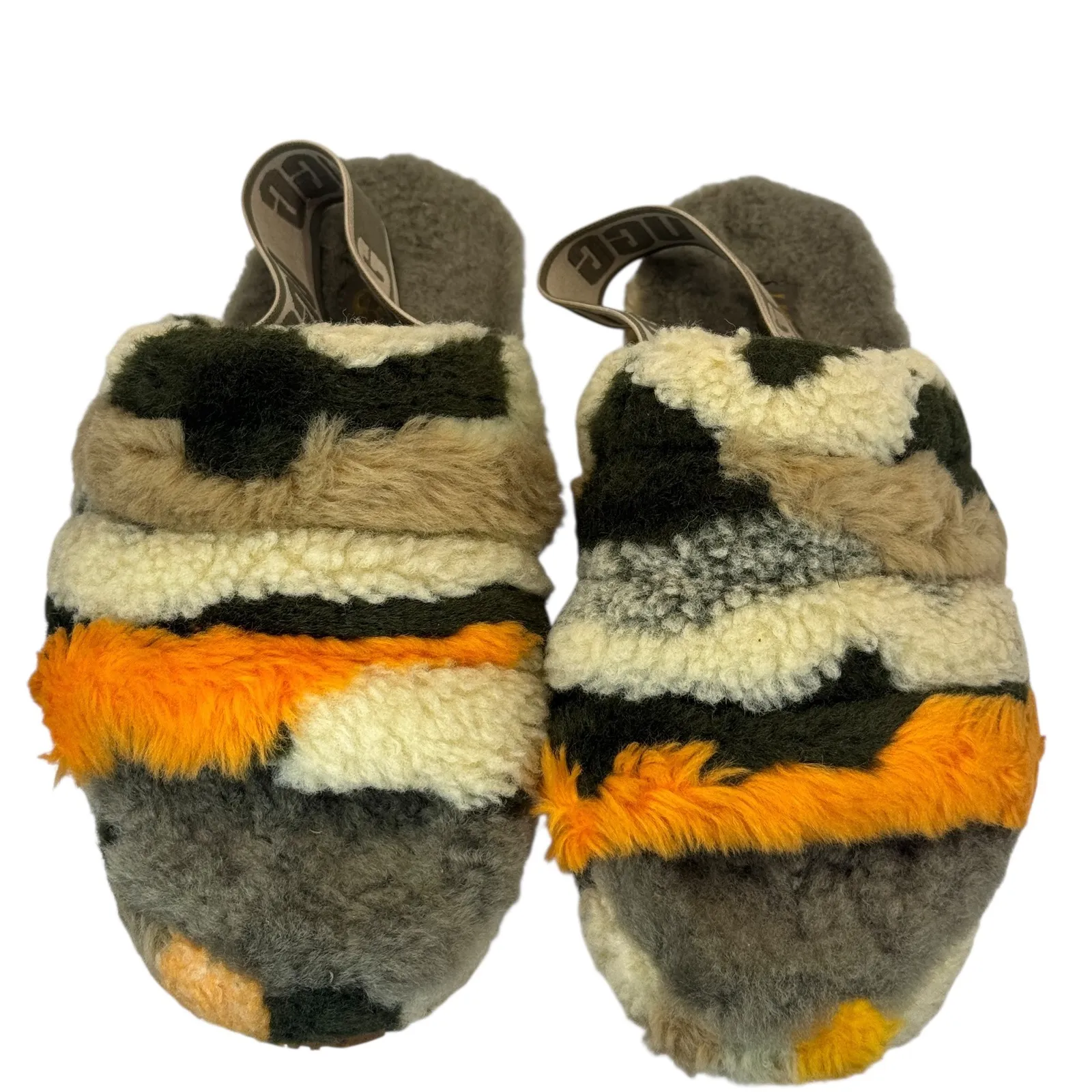 UGG Fluff Yeah Slide Cali Collage Olive Green Camo Slippers Platform Womens 8 - Image 7