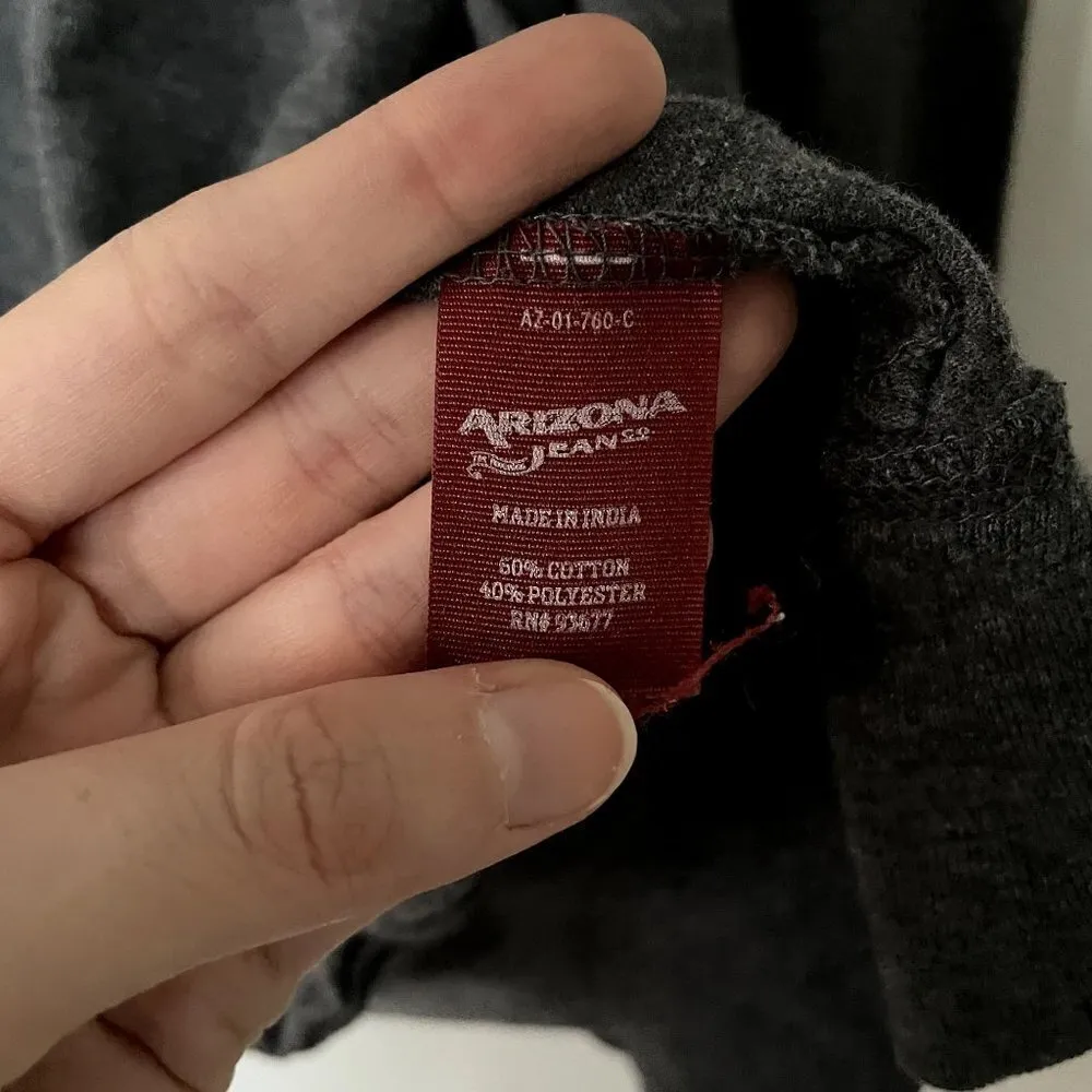 Arizona Jeans dark gray long sleeved full zip hooded sweater casual athleisure Size L - Image 6