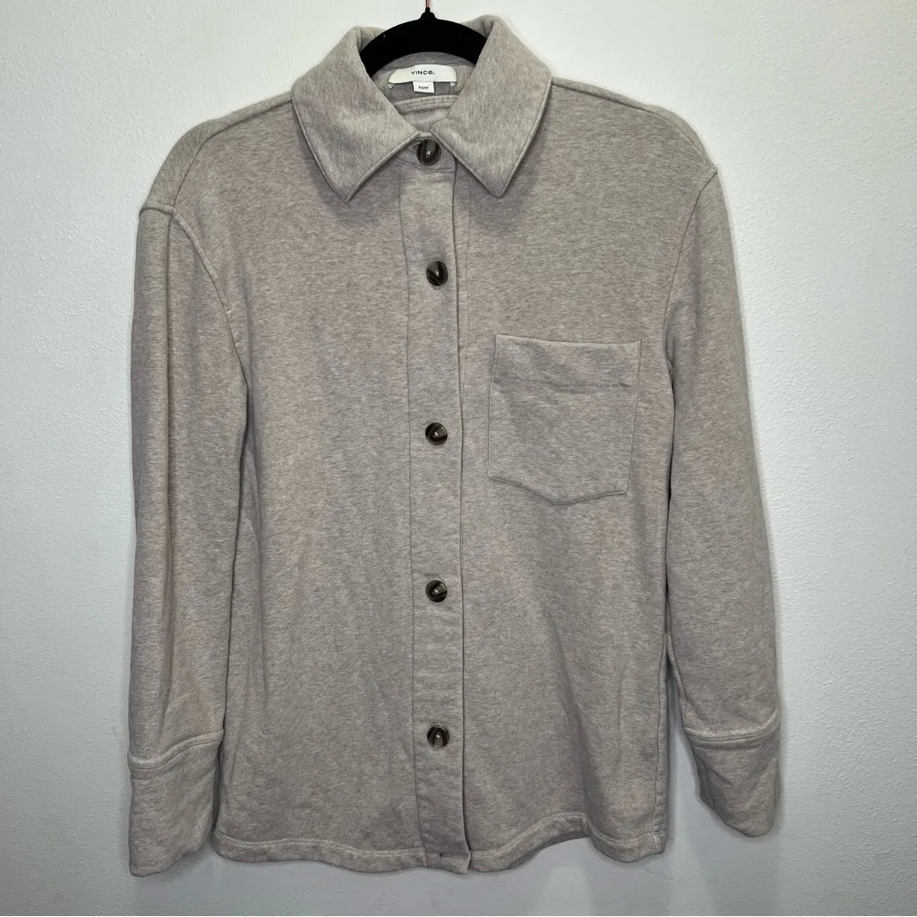 VINCE oversized soft shirt tan jacket shacket size XS - Image 4