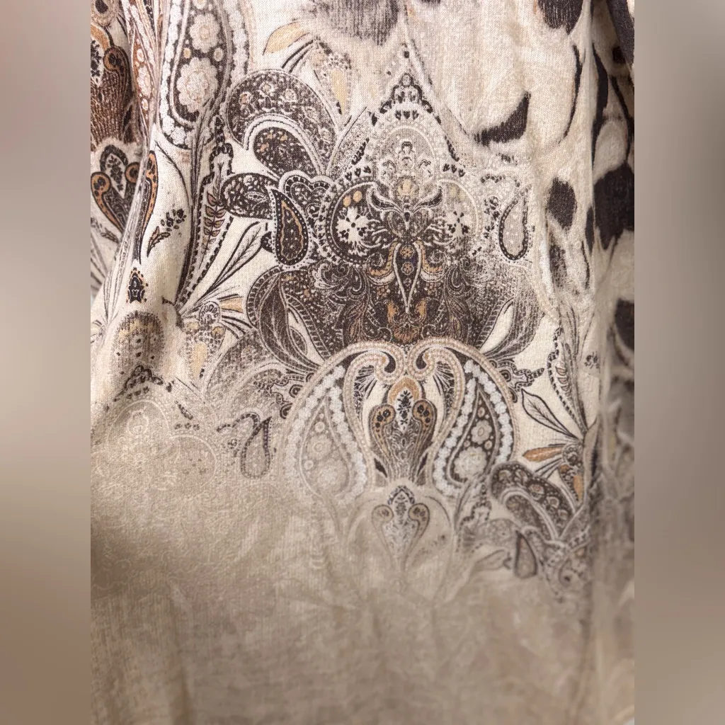 CHICO'S Long Cover Up Duster Cotton Shades of Brown Size 1 Large - Image 10