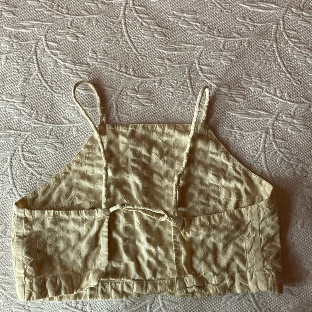 Free People Tulip set Top Only gingham butter yellow size medium - Image 4