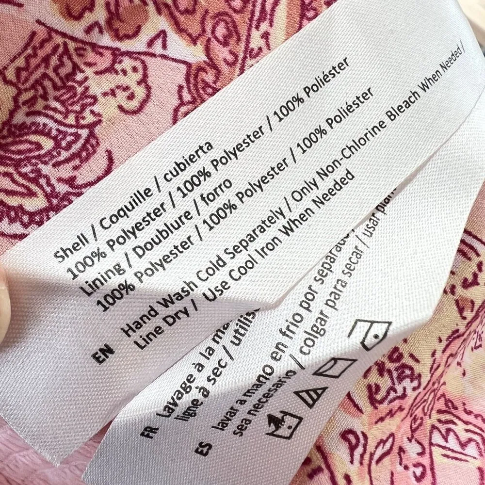 B.O.G Collective Paisley Puff Sleeve Crop Top Pink Red Size XS - Image 8