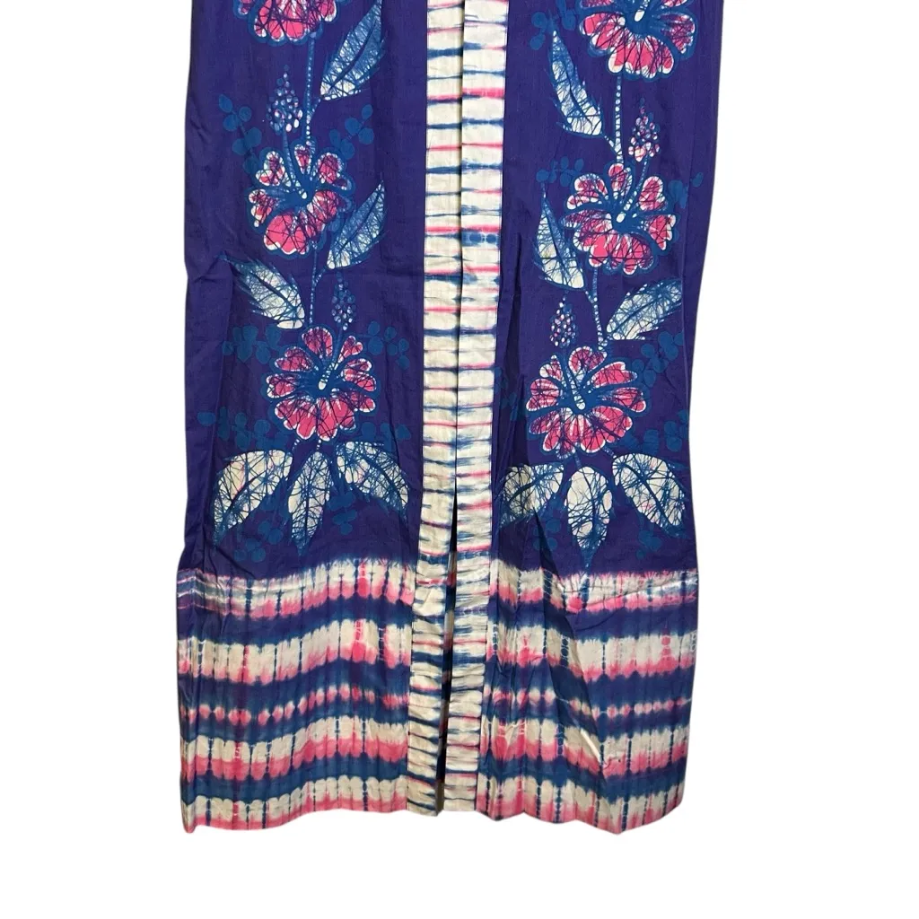 Vintage Bette of Jamaica Floral Purple Pink Blue White Kimono Dress 100% Cotton‎ Size M - Image 5