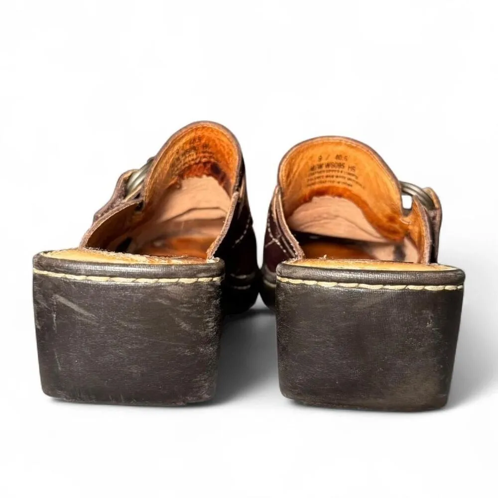 Born Brown Pebbled Leather Clogs Slip - Image 5
