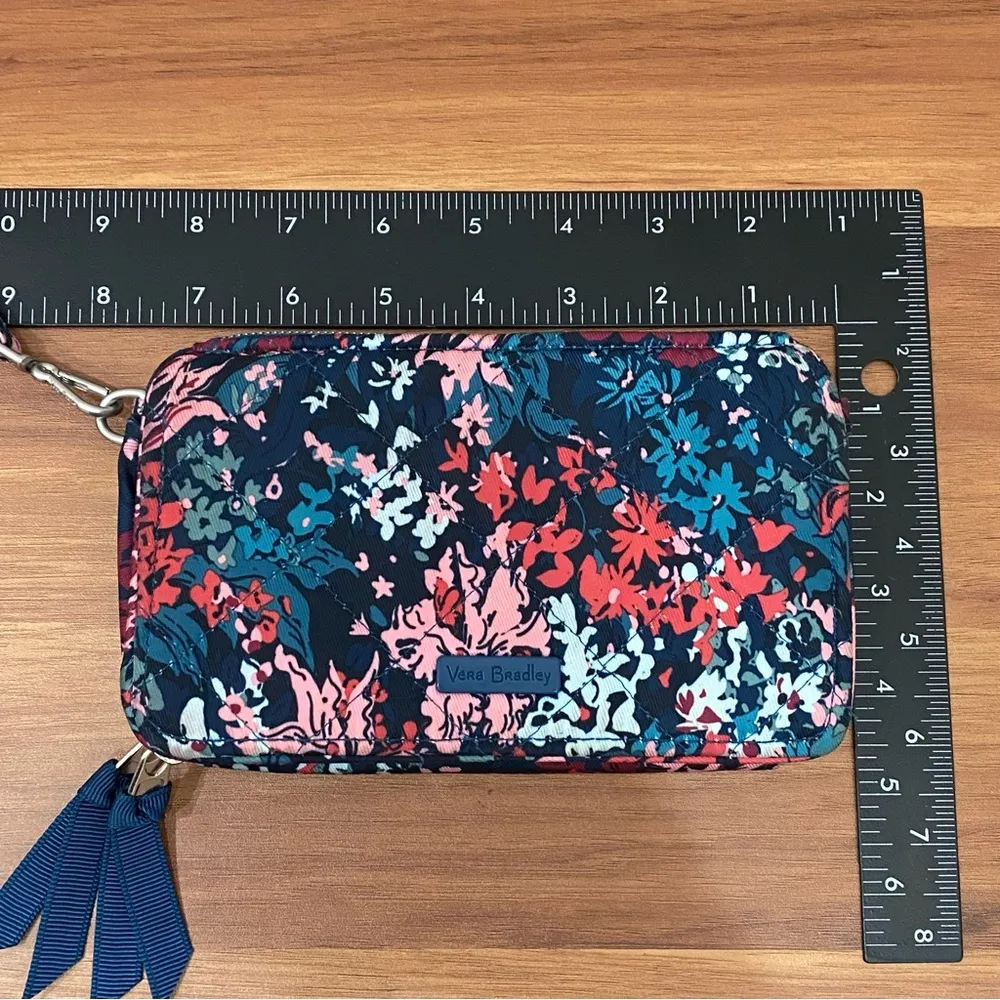 Cabbage Rose Cabernet RFID All In One Crossbody Bag Wallet - Image 5