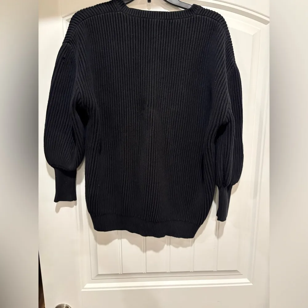 Apiece Apart V-Neck Oversized Napoli Sweater in Black - Image 5