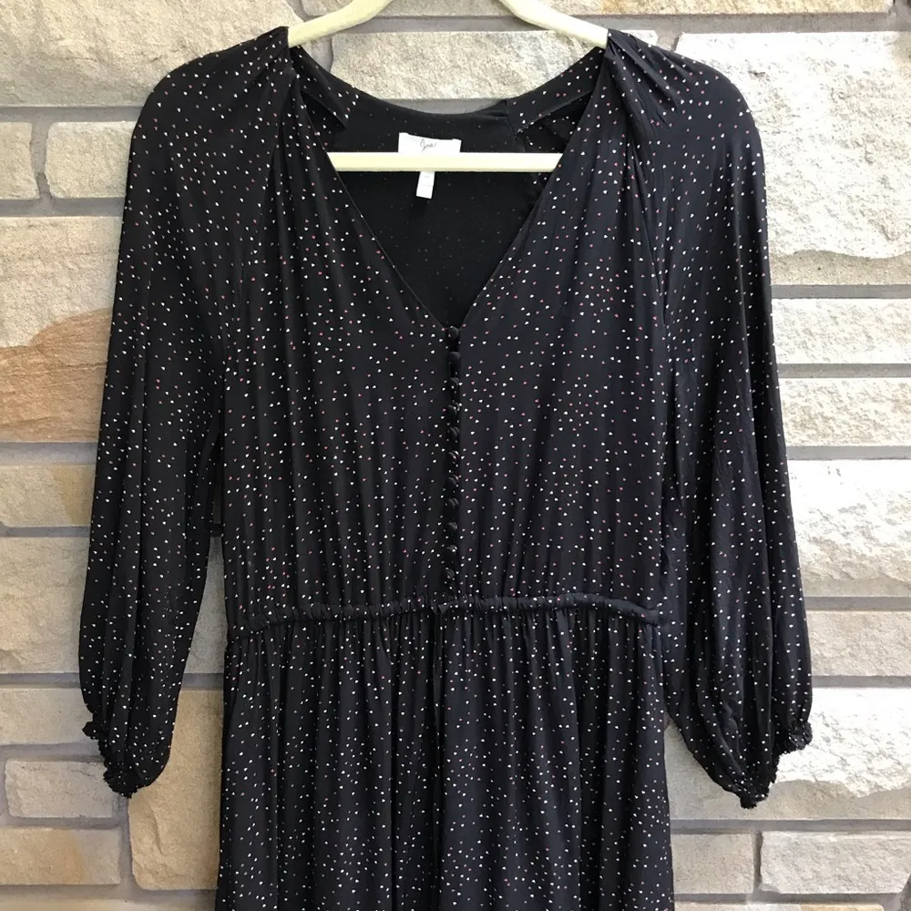 Joie Alithea Polka Dot Heart Print Blouson A-line Midi Dress Asymmetrical - Image 8