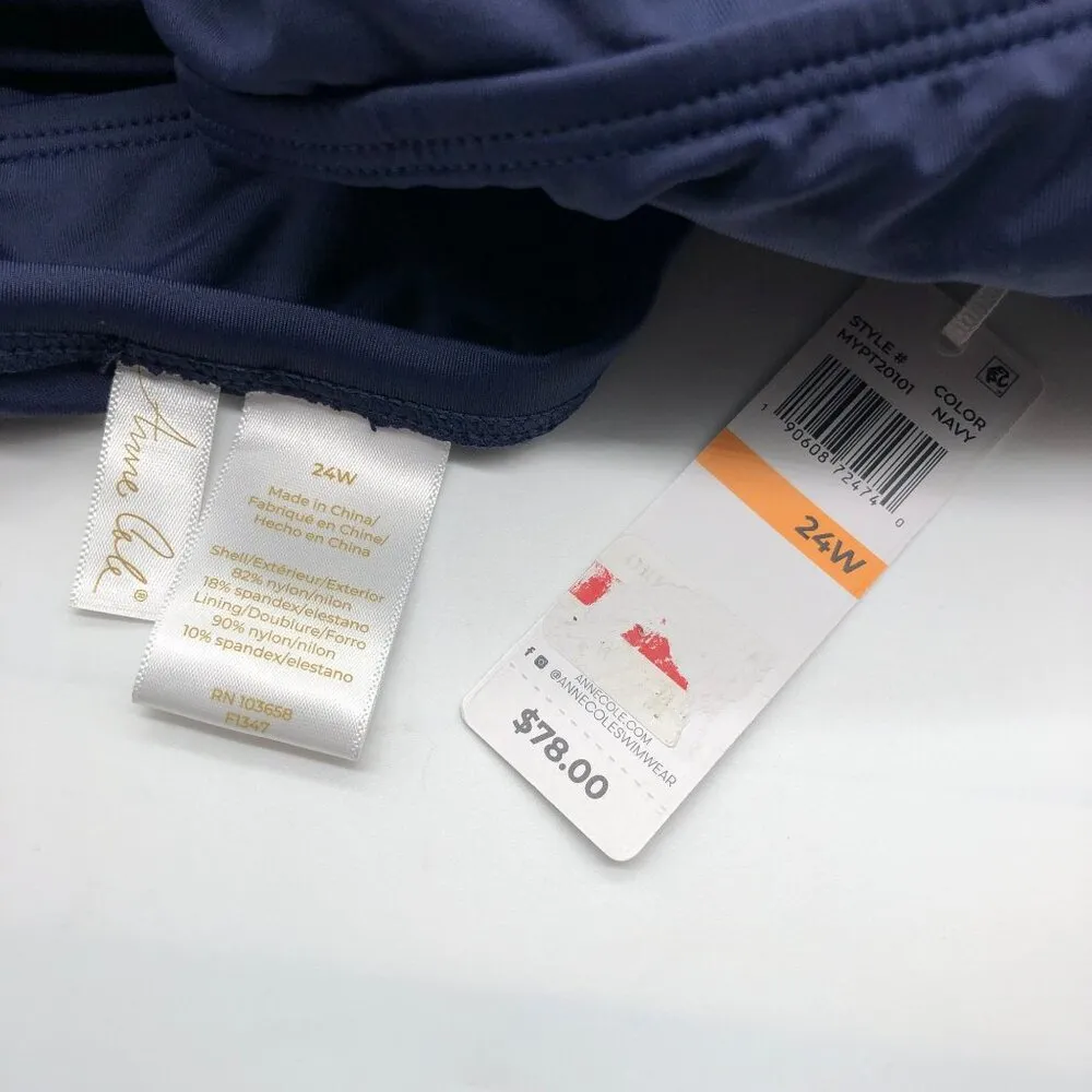 Anne Cole Womens Twist Front Underwire Tankini Swim Top Navy Blue 24W - Image 5