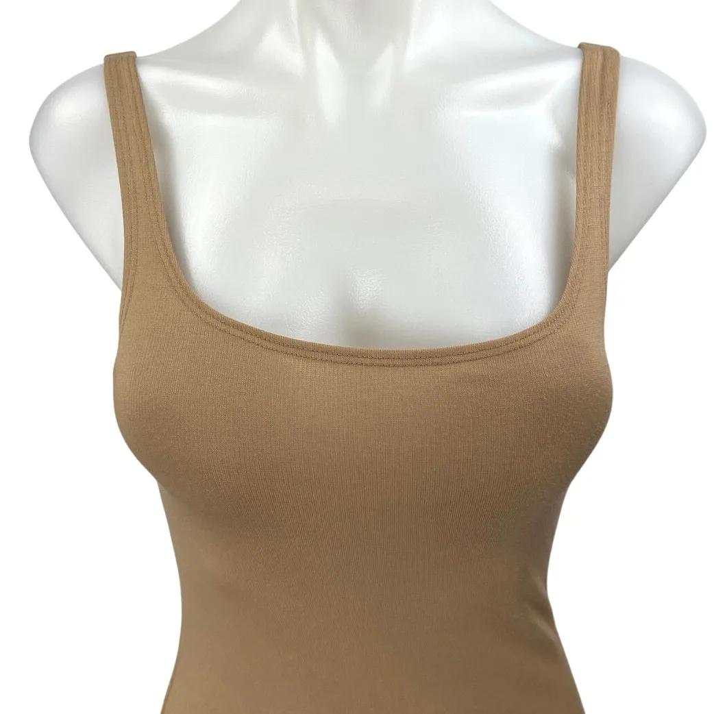 Zara Women's Tan Sleeveless Square Neck  Midi Tank Bodycon Sweater Dress Size S - Image 5