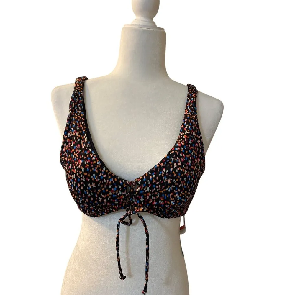 PrAna Ruby Beach Swim Bikini Top XLarge Alotta Dots UPF 50+ removable cups black - Image 2
