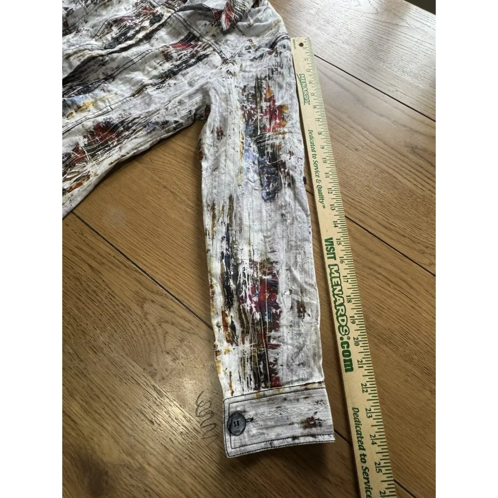 Parsley & Sage Women‎ Size Small Button Down Long Sleeve Shirt Cotton Artsy City - Image 6