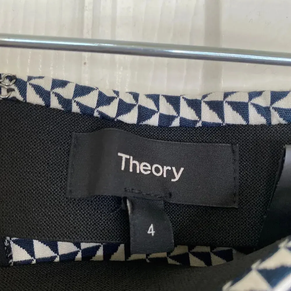 THEORY Navalane Arlington Ankle Pants Ink and Ivory Size 4 Office Professional - Image 5