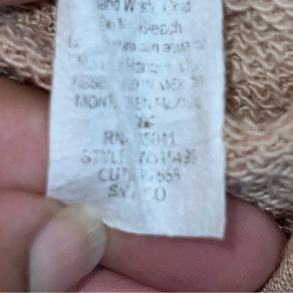 WinWin Refuge Tan Textured Knit Fabric Long Sleeve Jumpsuit w/Deep V Back-Sz S - Image 14