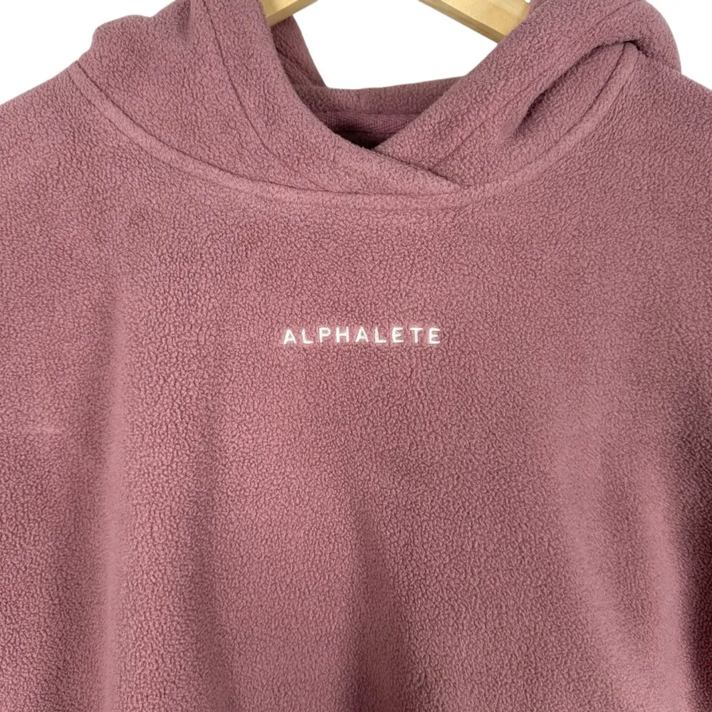 Alphalete Women’s King Cropped Sherpa Fleece Hoodie in Mauve Size S - Image 2