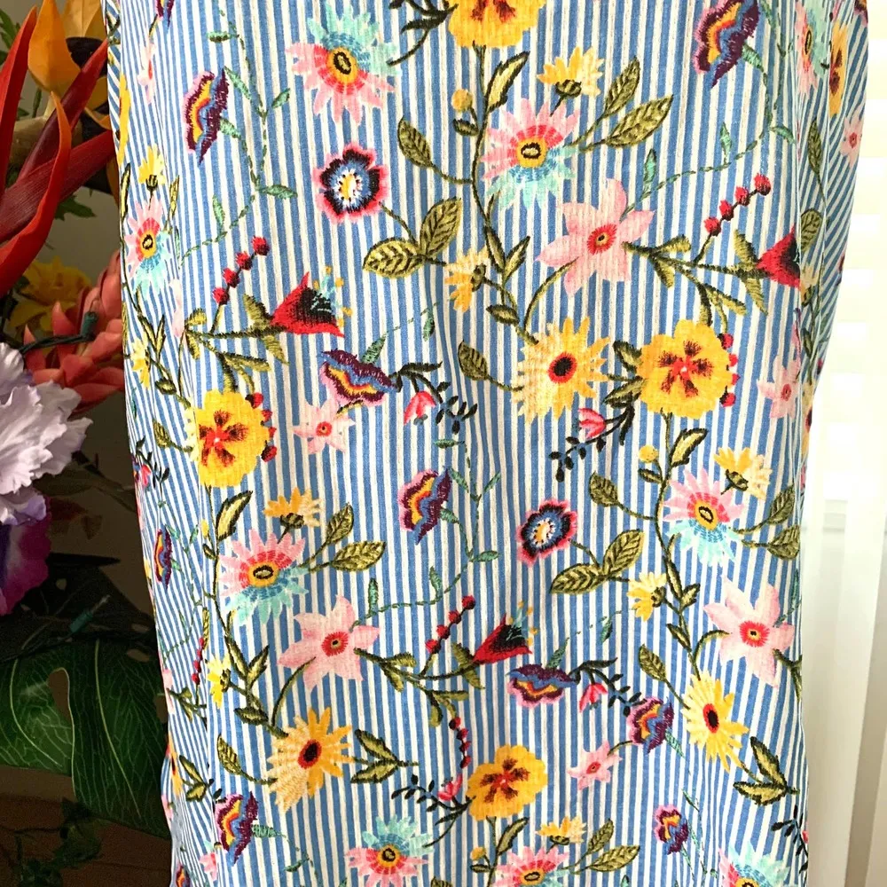 🌙 Aqua Striped Racerback Tank Top in Blue Floral Print - Image 4