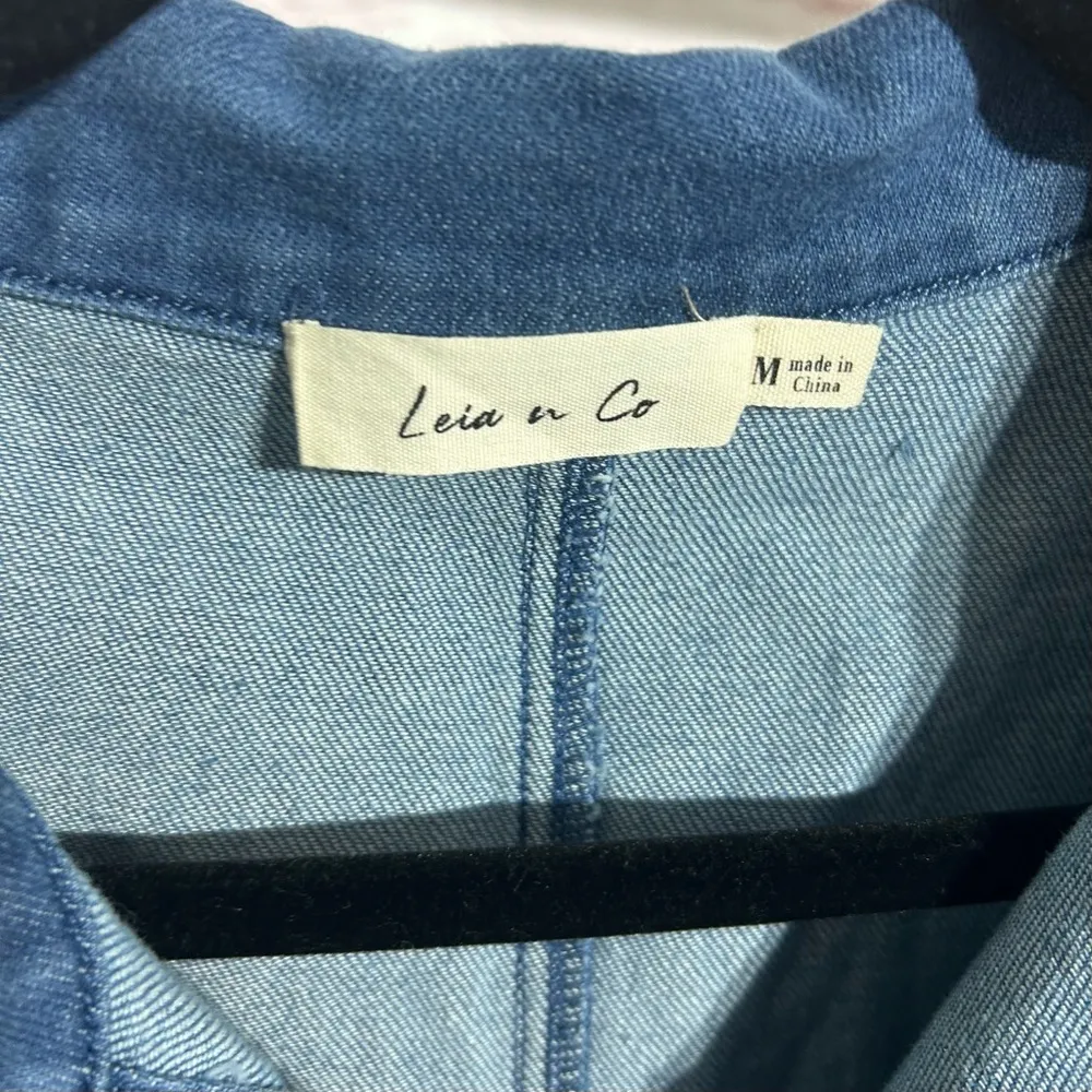 Blue Denim Jumpsuit with Cuffed Sleeves Size M - Image 3