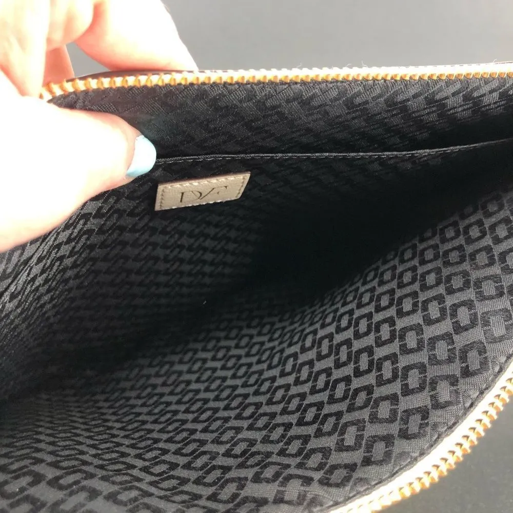 DVF On the Go Studded Zip Pouch in Parchment Cream Gold Studs - Image 10