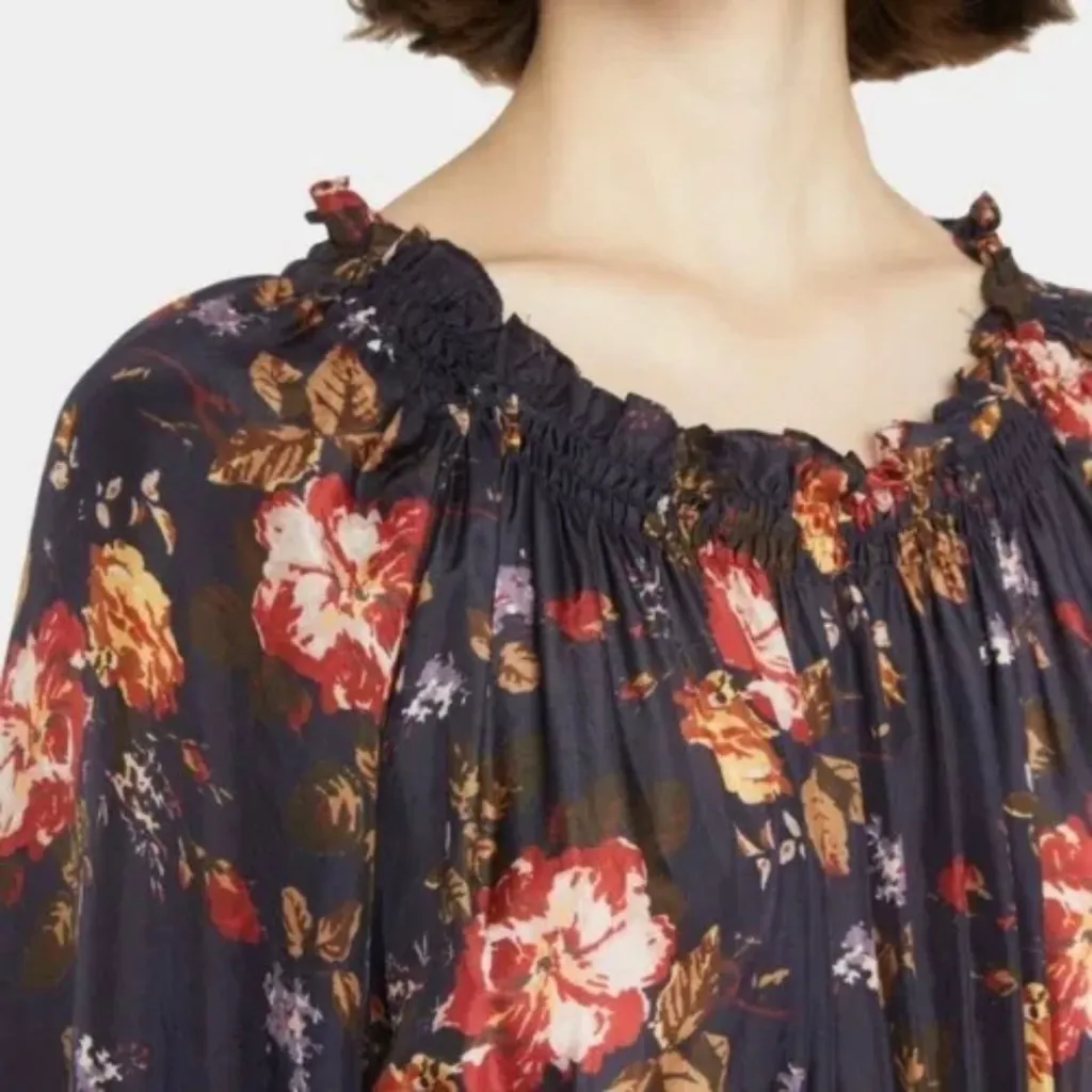 SEA New York Esme Silk Floral Long Sleeve Dress in Navy, Size S, NWT Blue - Image 5