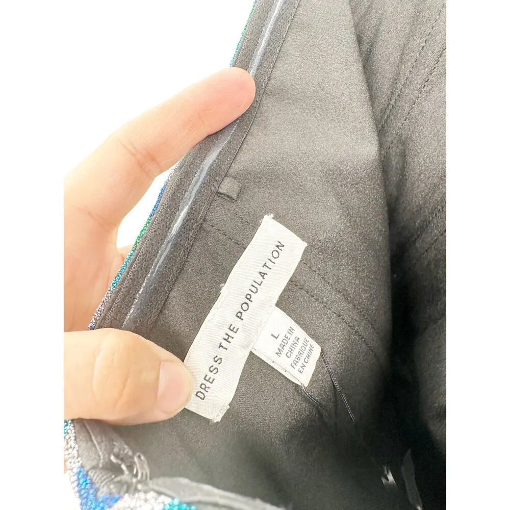 Dress the Population Rosalie Metallic Stripe Strapless Cocktail Dress L NWT - Image 5