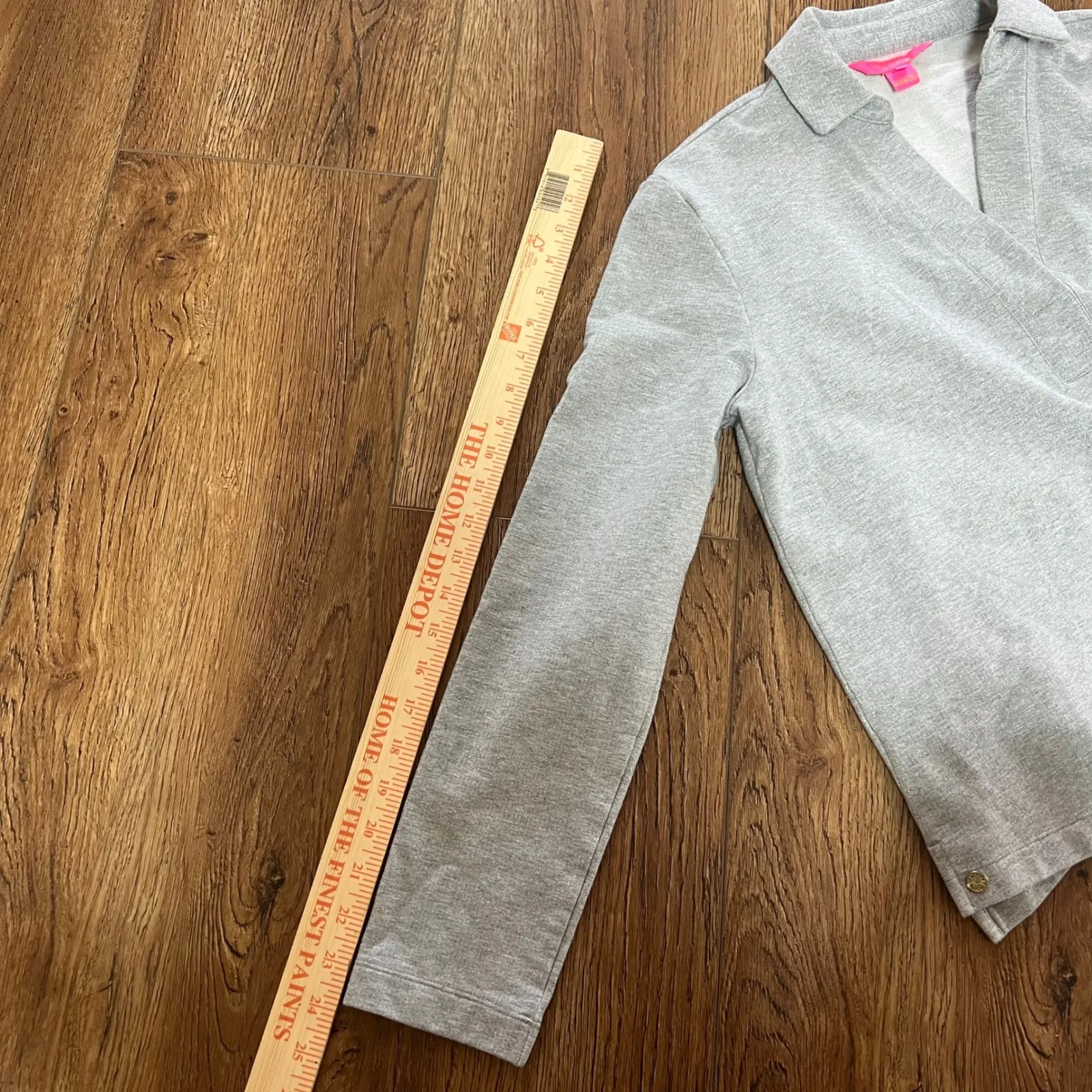 Lilly Pulitzer Emalia Shimmer Terry Pullover‎ Gray Sparkle Sweater Womens S - Image 10