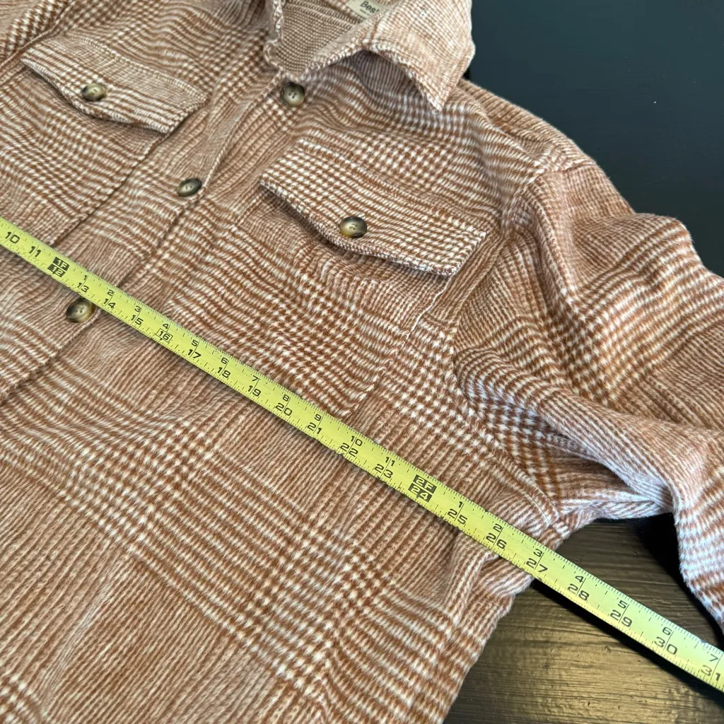 Women’s Brown oversized Plaid shirt Jacket - Image 4