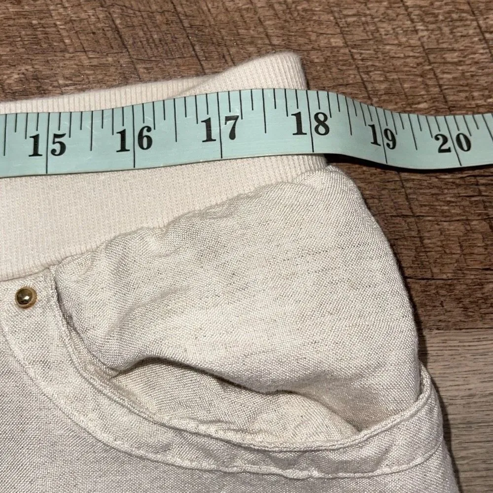 JM Collection Womens Drawstring Elastic Waist Trouser Ankle Pants Cream XL - Image 8