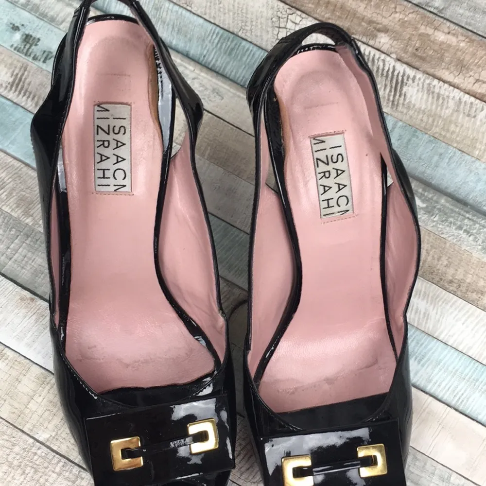 Black Patent Leather Slingbacks - Image 3