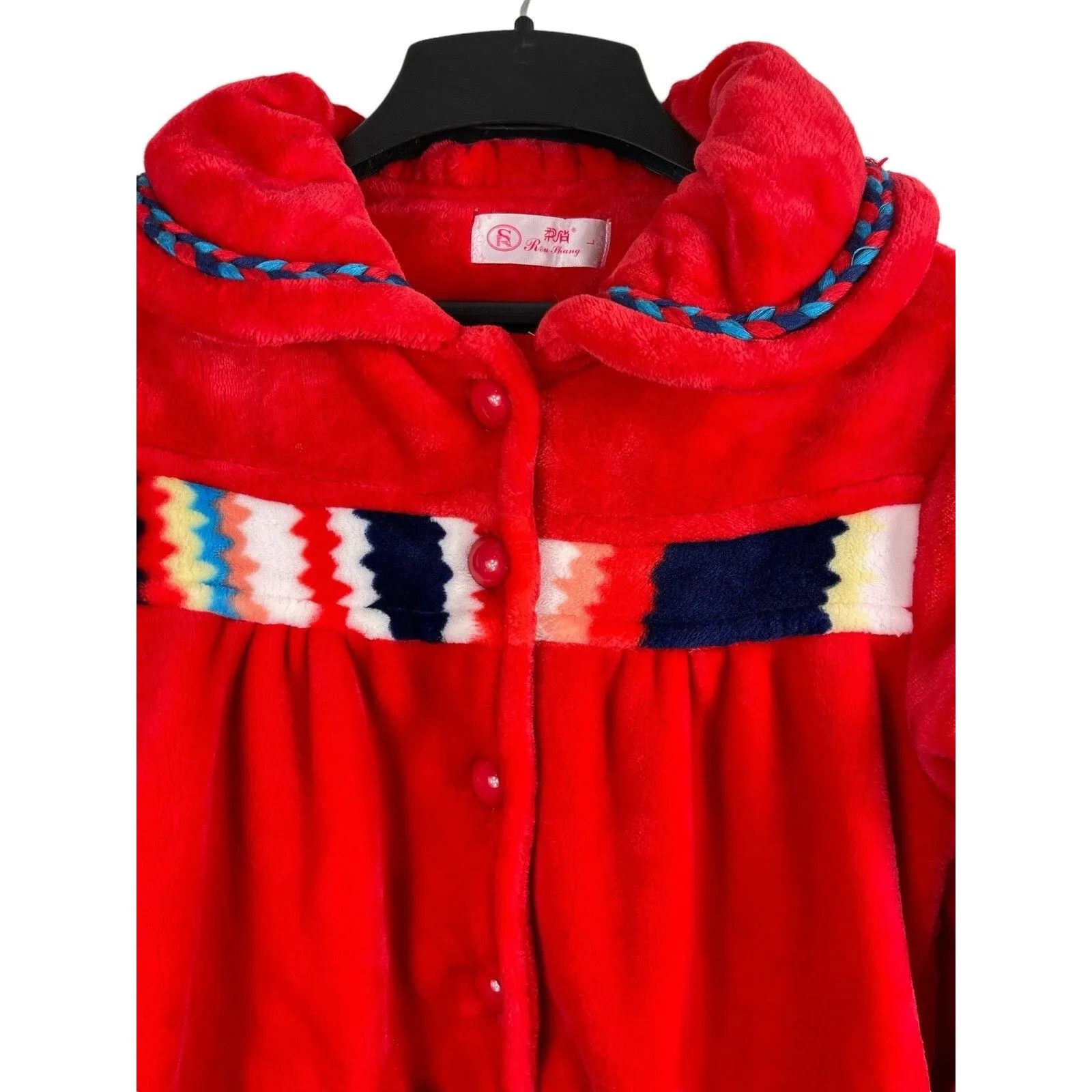 Rou Phang Extra Warm Soft Red Stripe Long Sleeve Top Bottom Pajama Lounge Set L Size L - Image 8