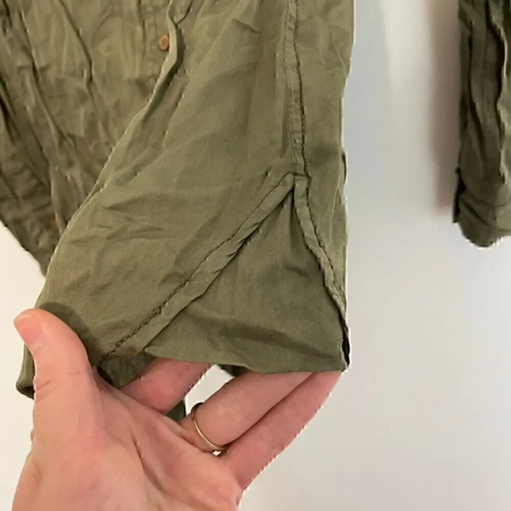 MAEVE ANTHROPOLOGIE Aveiro Safari Shirt Olive Green "Button Down" SNAPS /NO BELT - Image 6