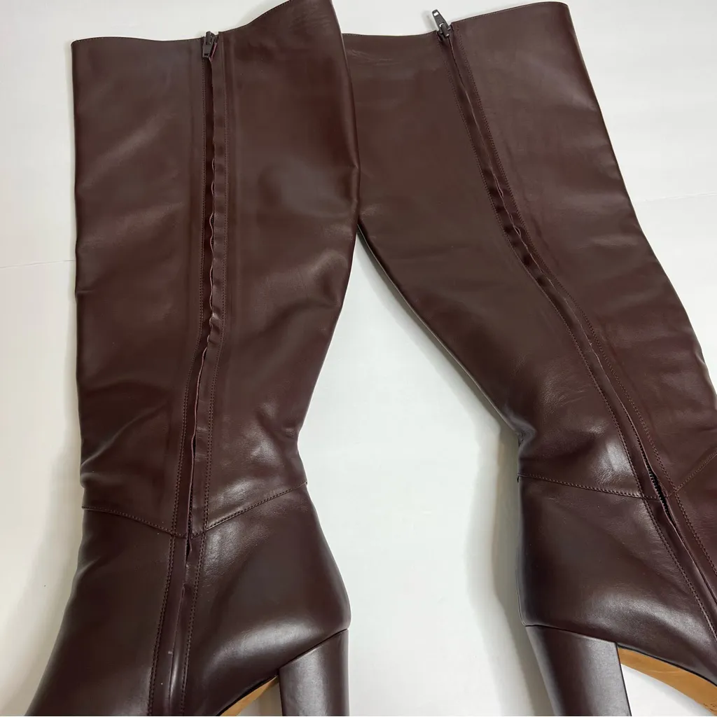 Vince Vita Knee High Heeled Boot Burgundy Leather Size  12 - Image 7