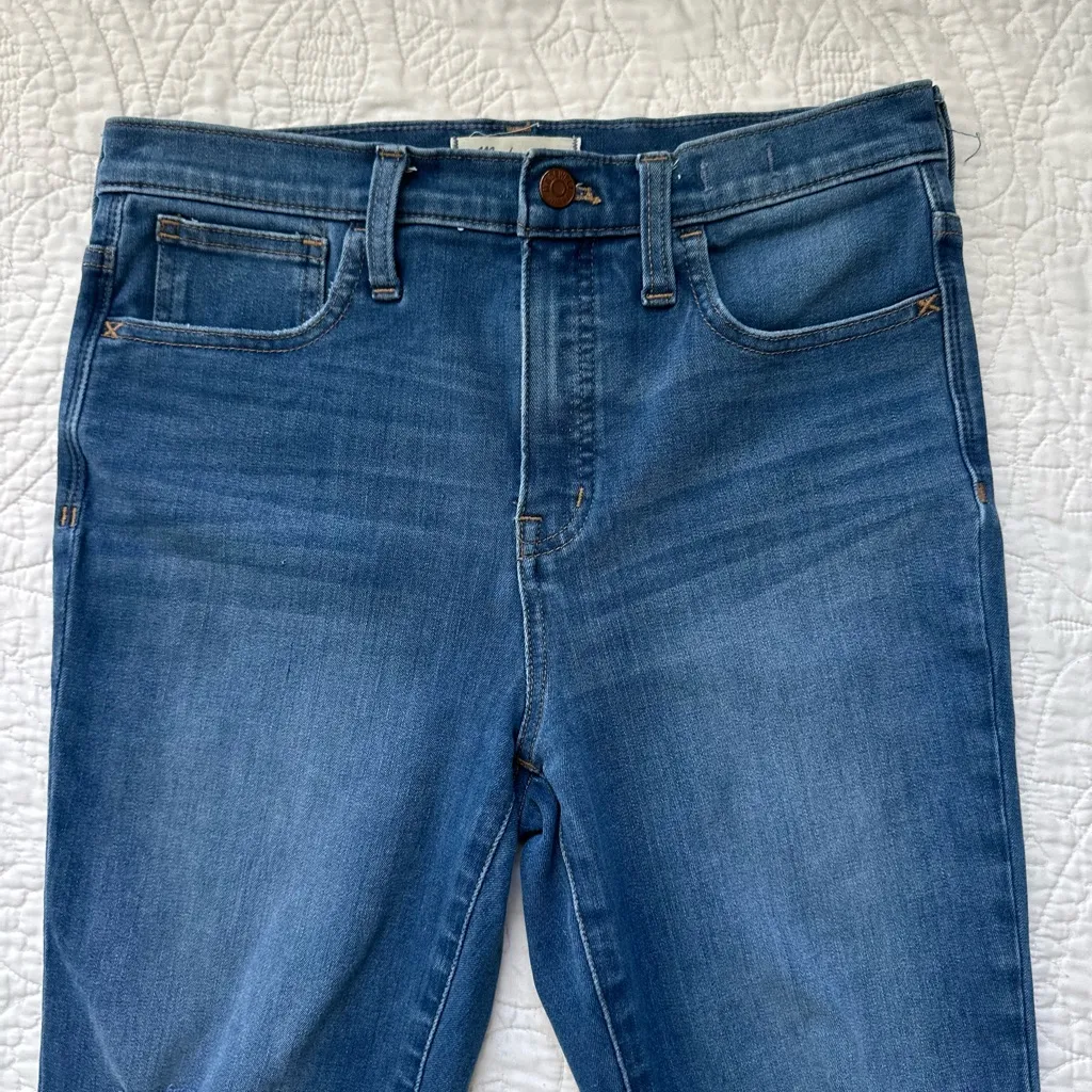 Madewell 10" High Rise Skinny Jeans Distressed Size 28 Stretch Raw Hem - Image 2