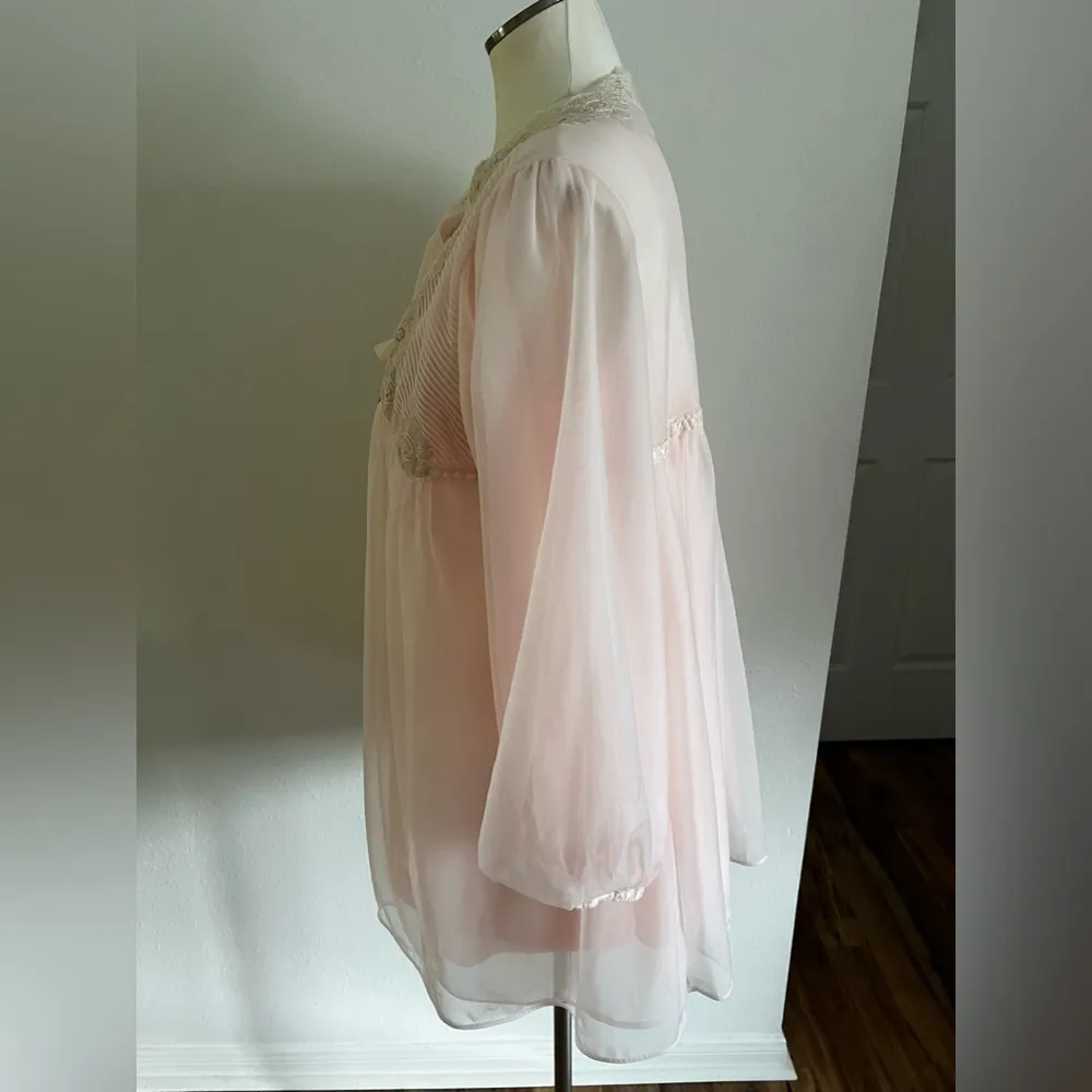 Gossard Artemis Pink Peignoir Chiffon Nightgown And Robe Set Size Small Vintage - Image 5