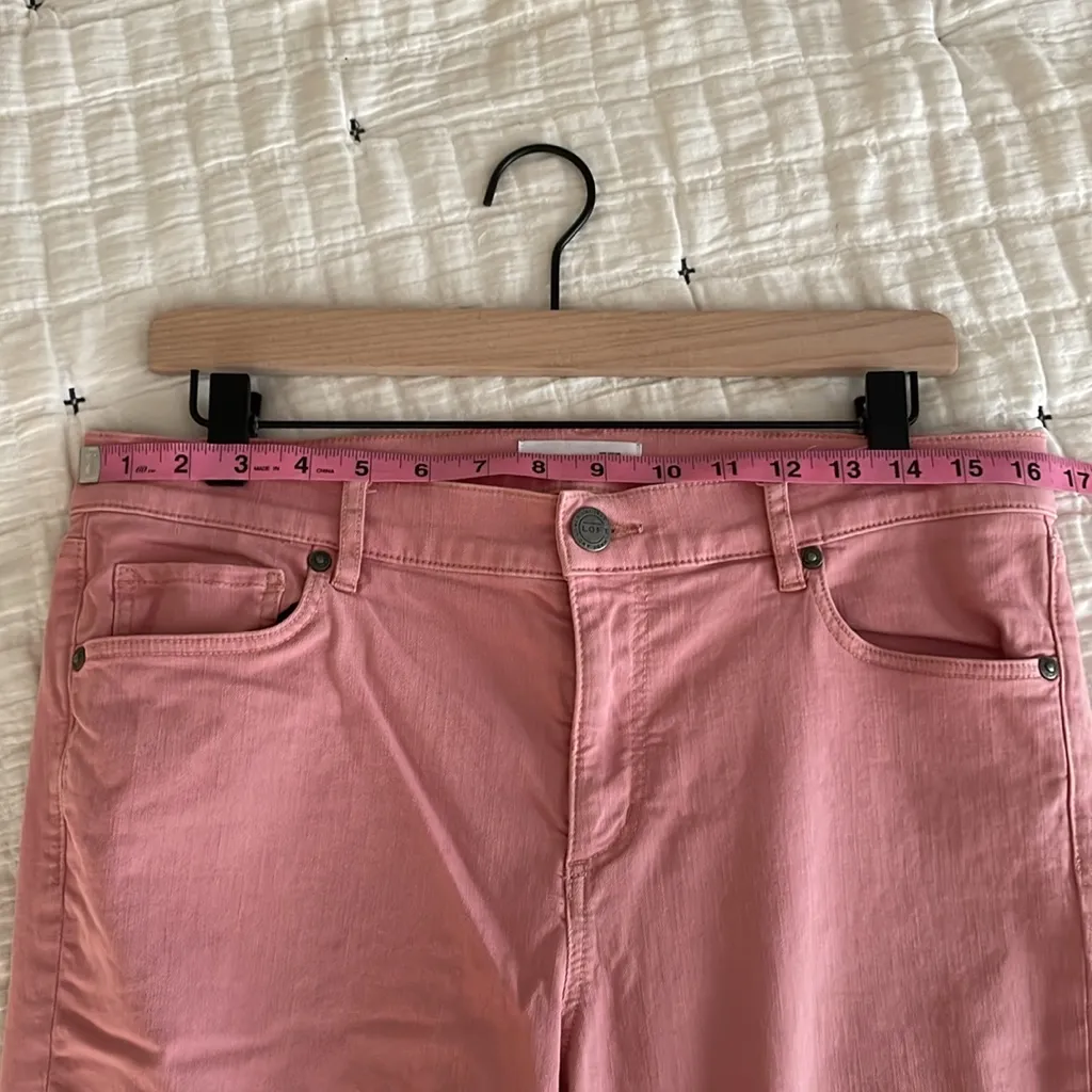 LOFT Modern Fresh Cut Skinny Crop Raw Hem Ankle Jeans Pants in Pink Size 30 / 10 - Image 8