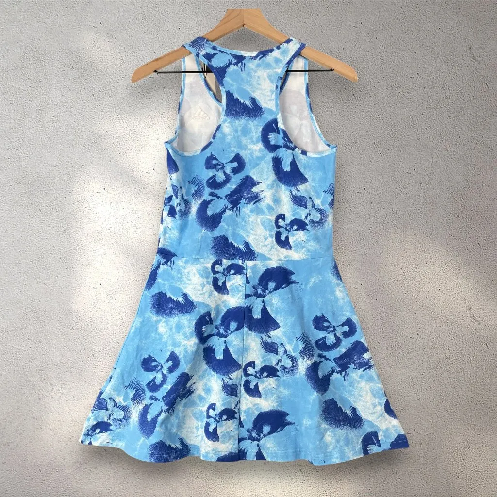 NWT Adidas Racerback Active Dress Womens S Blue Floral Tie Dye Skater Fit Tennis - Image 2