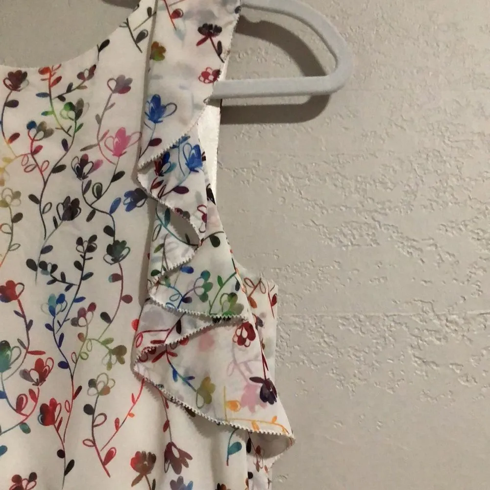 ML Monique Lhuillier Womens Size 0 White Floral High Low Gown - Image 7