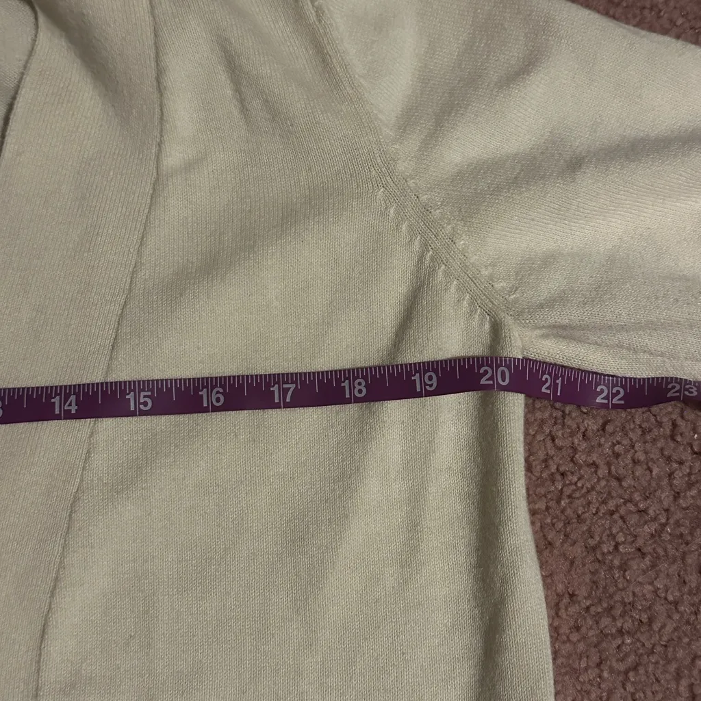 Orvis Small Knit Cardigan Ivory Cotton Cashmere Minimalist Relaxed Open Front - Image 5