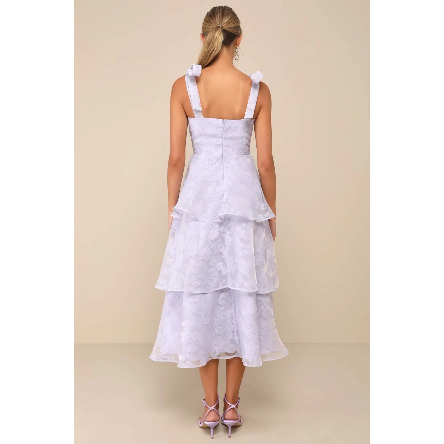 NWT LULUS Glamorous Sweetie Lavender Burnout Tie-Strap Bustier Midi Dress Size M - Image 2