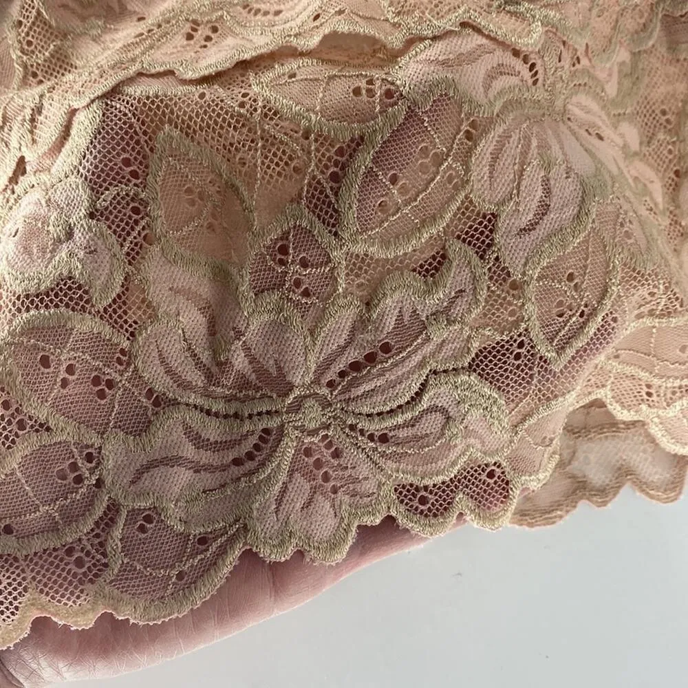 Old Navy Y2K bralette tank top crop top lace adjustable straps pink nude brami - Image 4