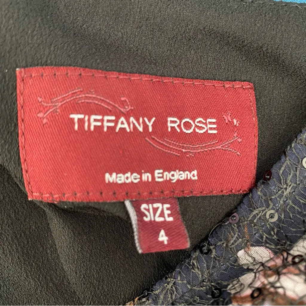 Tiffany Rose Jasmine Natalie Sequin Floral Maxi Long Dress size 4 made England Black - Image 11